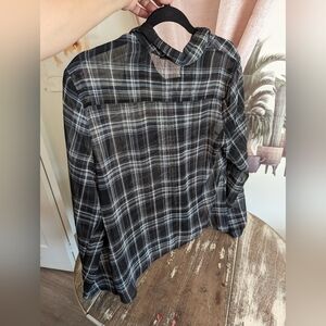Maurices Black Check‎ pattern sheer blouse size medium